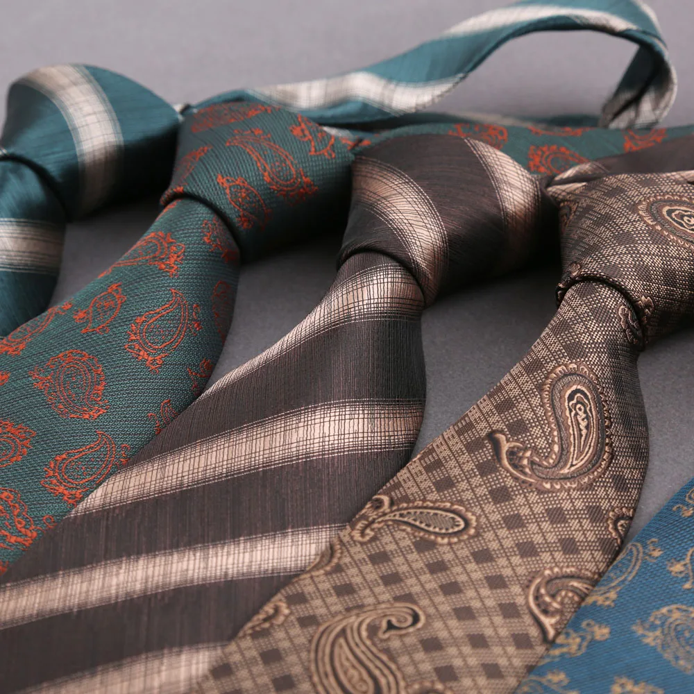 Luxury 8CM Mens Tie Stripes Paisley Dot Neck Ties Jacquard Woven Necktie For Man Daily Wear Business Wedding Party Accessories