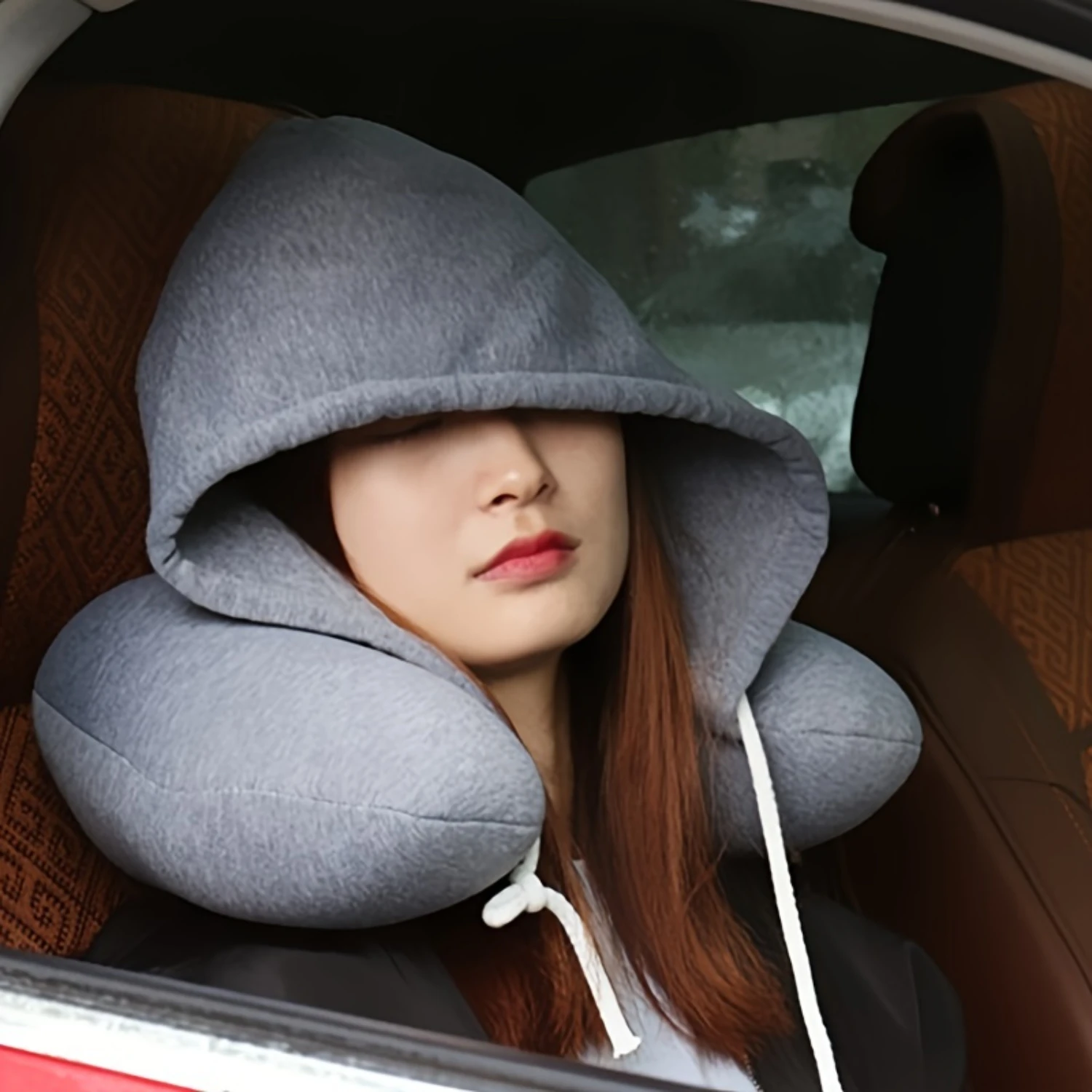 Hooded U-Shaped Travel Pillow, Comfortable Portable Neck Pillow With Sunshade For Car, Office Nap, Lightweight Compact Pillow Fo