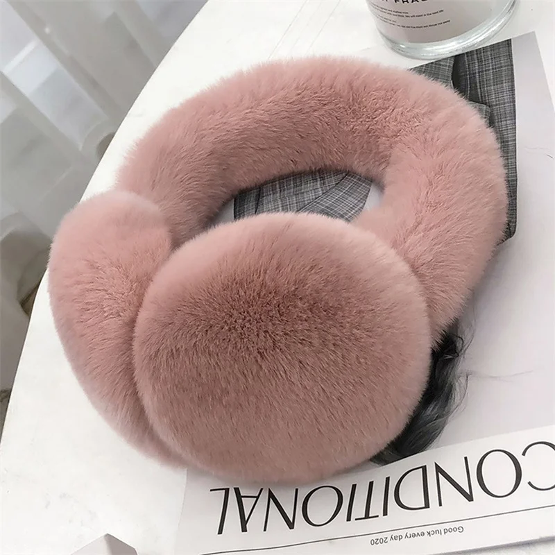 Women's Winter Fur Earmuffs High Quality Luxury Rex Rabbit Fur Thickened Warm Earmuffs Soft And Fluffy Cold Protection Earmuffs