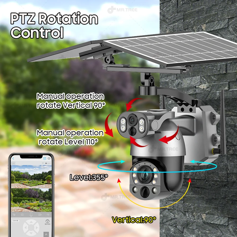 10MP 4K 50X Optical Zoom Home Solar Camera 4G SIM CCTV Outdoor Surveillance WiFi  Security PTZ Auto Tracking Night Vision IP Cam