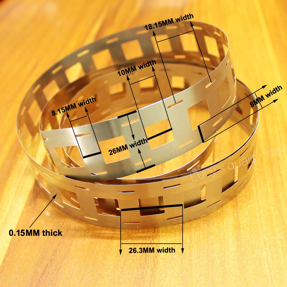 1 м держатель литиевой батареи, специальный никелевый лист, мощность 18650, никелированная сталь, точечная сварка, никелевый лист толщиной 0,15 мм * ширина 26 мм