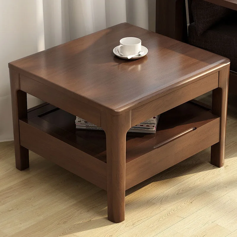 Solid wood coffee table household living room balcony small square table simple modern small apartment sofa side table with