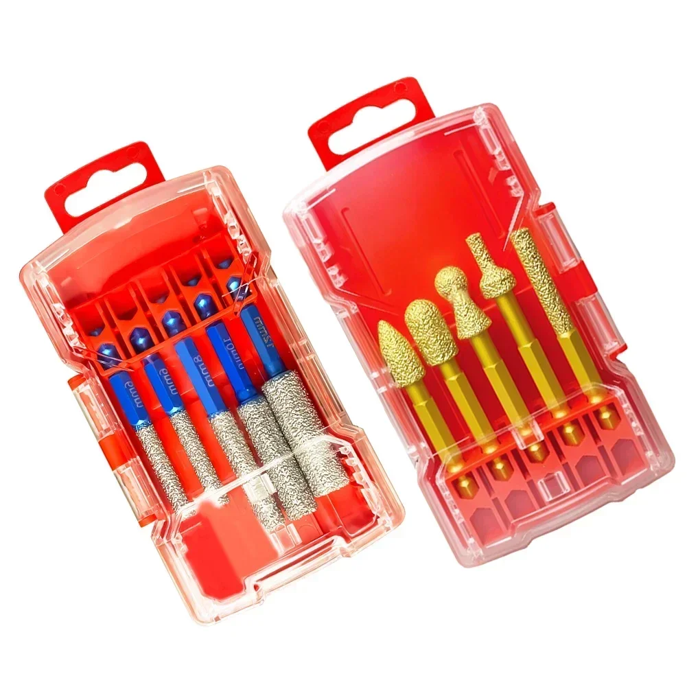 

5 шт., алмазное сверло с шестигранным хвостовиком, замена шлифовальной головки для вращающихся инструментов, аксессуары для сверления стекла и мрамора