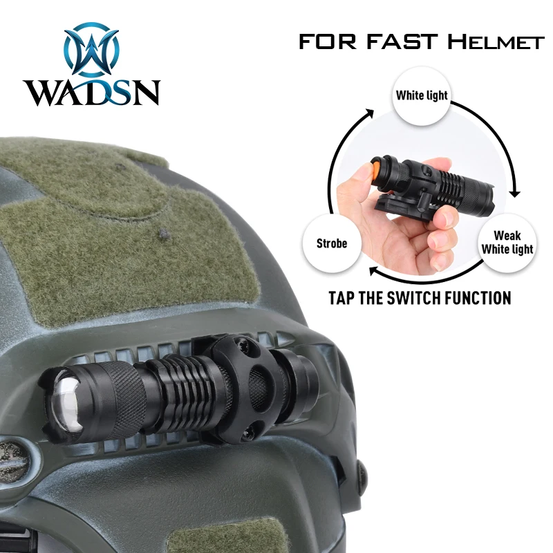 Lampa taktyczna WADSN do hełmu, stroboskopowa, oświetlenie ciągłe i przerywane, do Airsoftu, wisząca lampa Scout, pasuje do hełmu FAST, szyna 20mm, latarka LED do polowań.