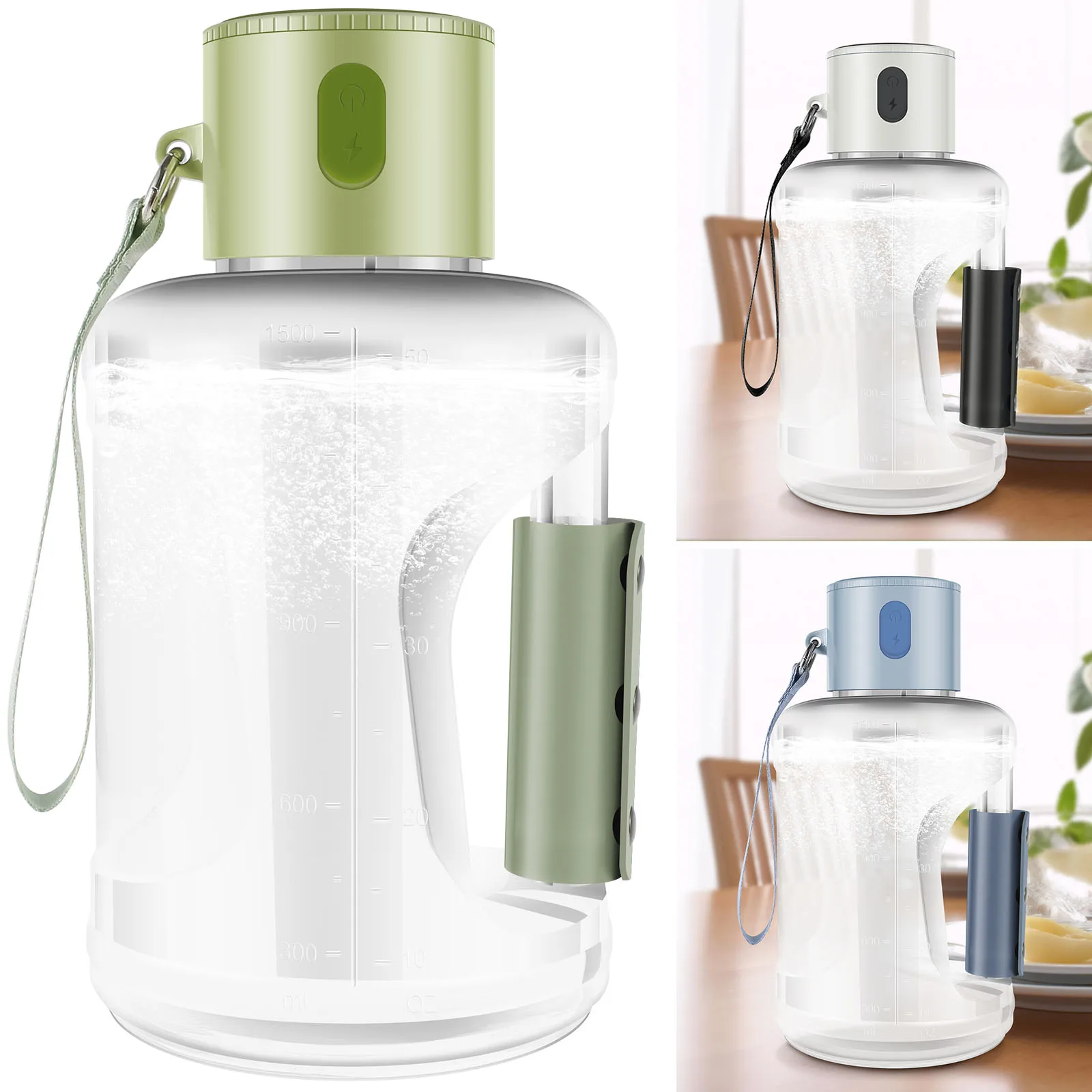 

Hydrogen Water Bottle with Scale 1500ML Hydrogen Sports Water Bottle Portable Hydrogen Water Generator Bottle Combine Hydrogen