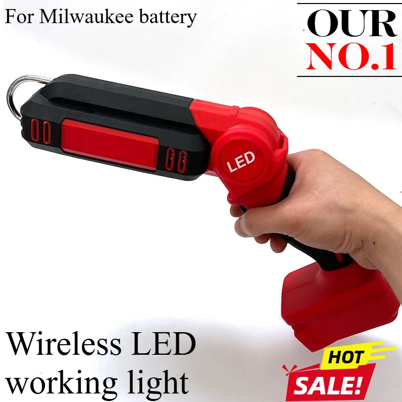 

Rechargeable Camping LED Work Light Flashlight with Hook For Milwaukee Lighting ModesSuitable,For Night Work Car Inspection Lamp