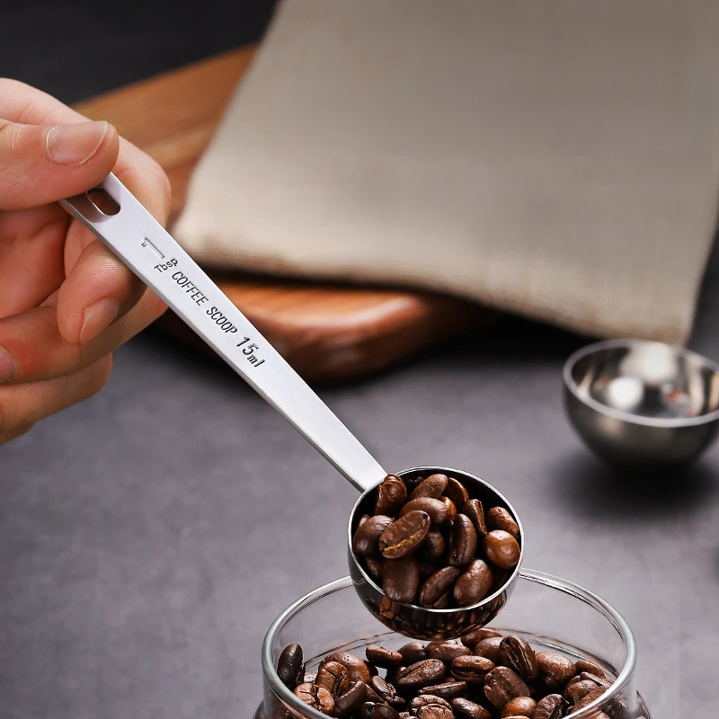 Langstieliger Kaffeelöffel Minimal 10ml/15ml/30ml, Esslöffel Messlöffel Edelstahl Kaffeeschaufel für Küche und Café