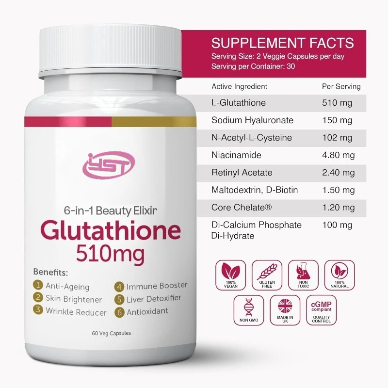 

Glutathione Capsules Provide 4 Times Better Absorption - Immune Support, Liver Cleansing and Repair, Antioxidants, Skin