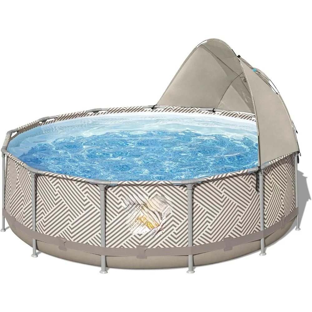 13 feet x 42 inches Round Above Ground 2,941 Gallon Pool Set with DuraPlus Liner, Pool Filter, Canopy, Ladder, and Repair Patch