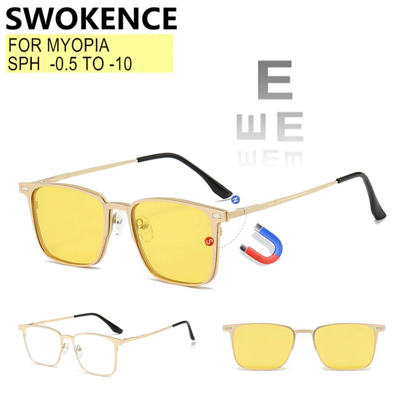 

Очки по рецепту 3 в 1 и магнитные клипсы солнцезащитные мужской женский изысканная сплав рама качественные оптические линзы сфера -0.5 до -10 цилиндр -0.5 до -2.0 F122