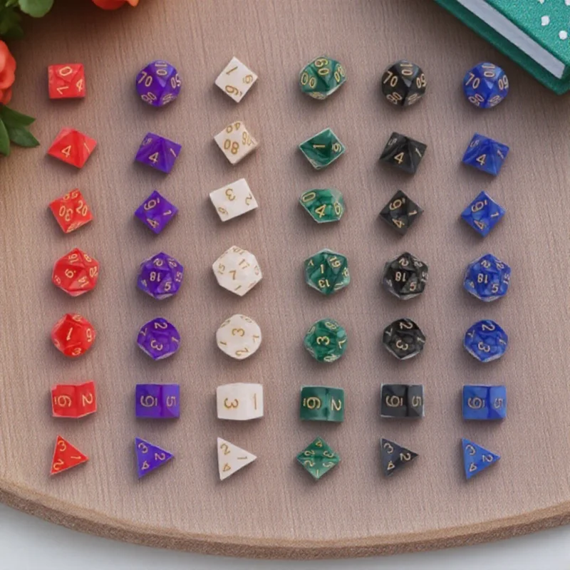 TRPG Game Polyhedral Multi Sided Acrylic Dice Game Tool Accessories 7Pcs Set for Desktop Games