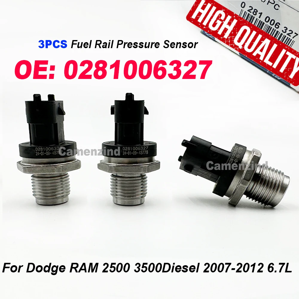 

3 шт., высокое качество 0281006327 датчик давления в топливной рампе 0281006112 028102850 0281002937 281006327 для Cummins Dodge RAM 2500 3500
