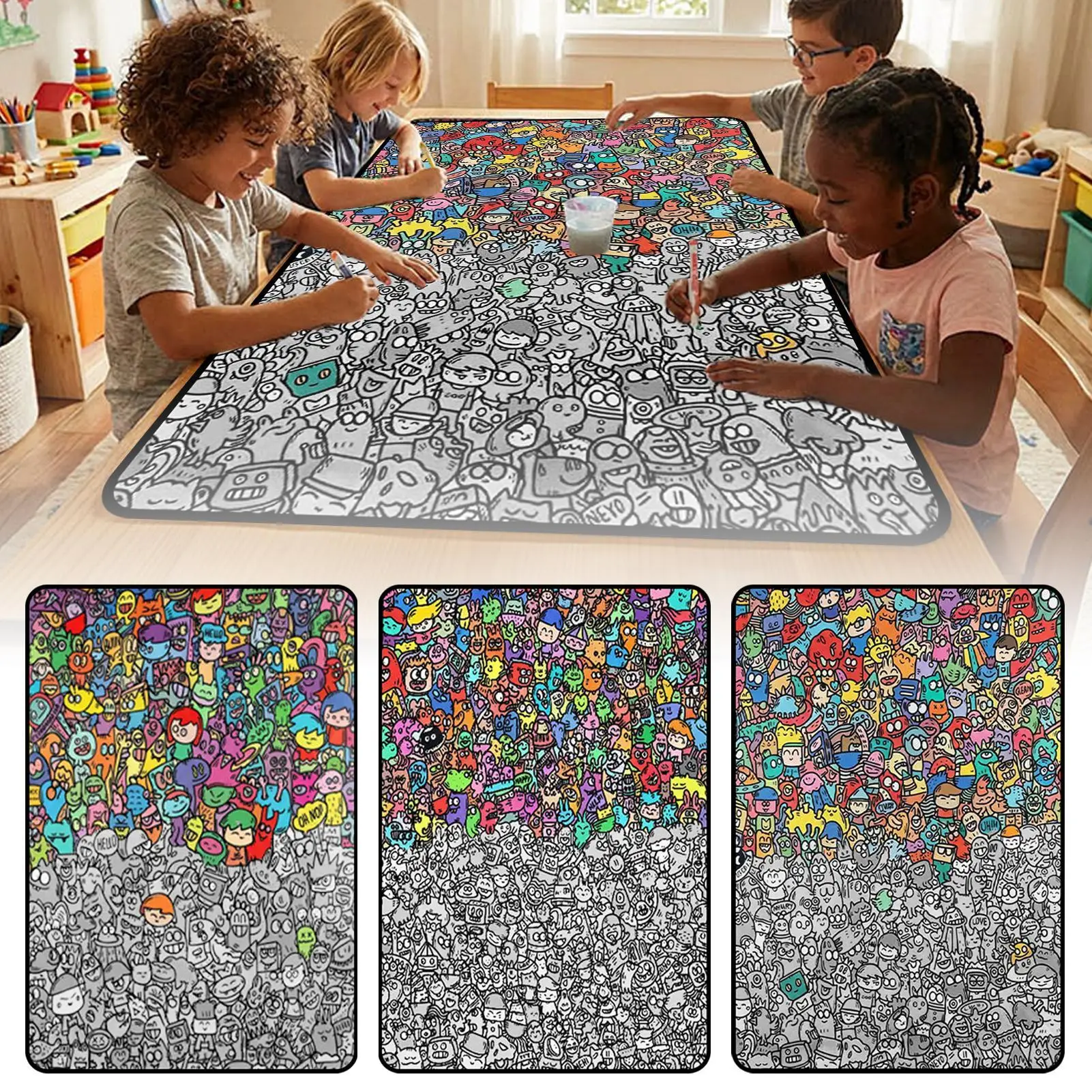 150x100cm Coloring Blanket Washable Couch Throws Soft Blankets for Boys Girls Families Craft Lovers Preschools Birthday Holiday
