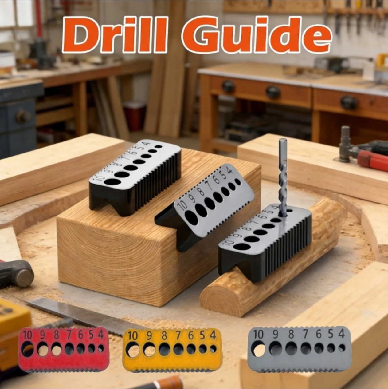 Drill guide; suitable for drilling guide tools for 4mm-10mm drill bits; multi-functional precision auxiliary tool; DIY drilling