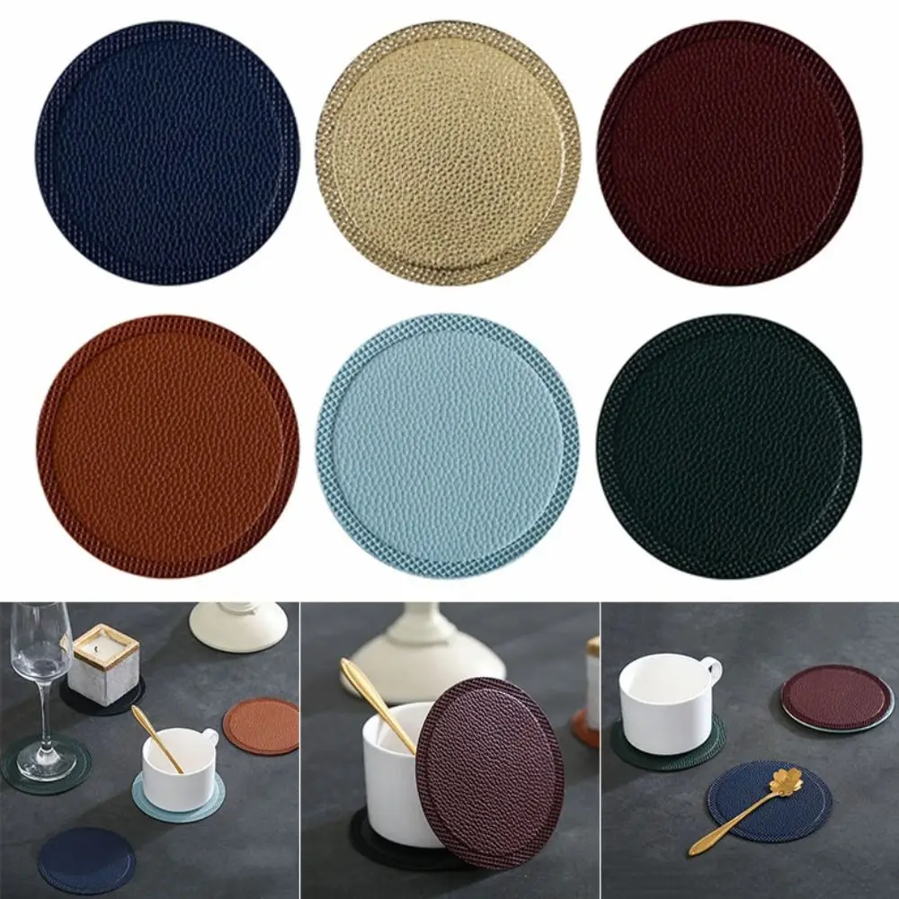 Round PU Heat Resistant Coaster Tableware Tea Placemats Dish Pad Cup Pad Bowl Mat