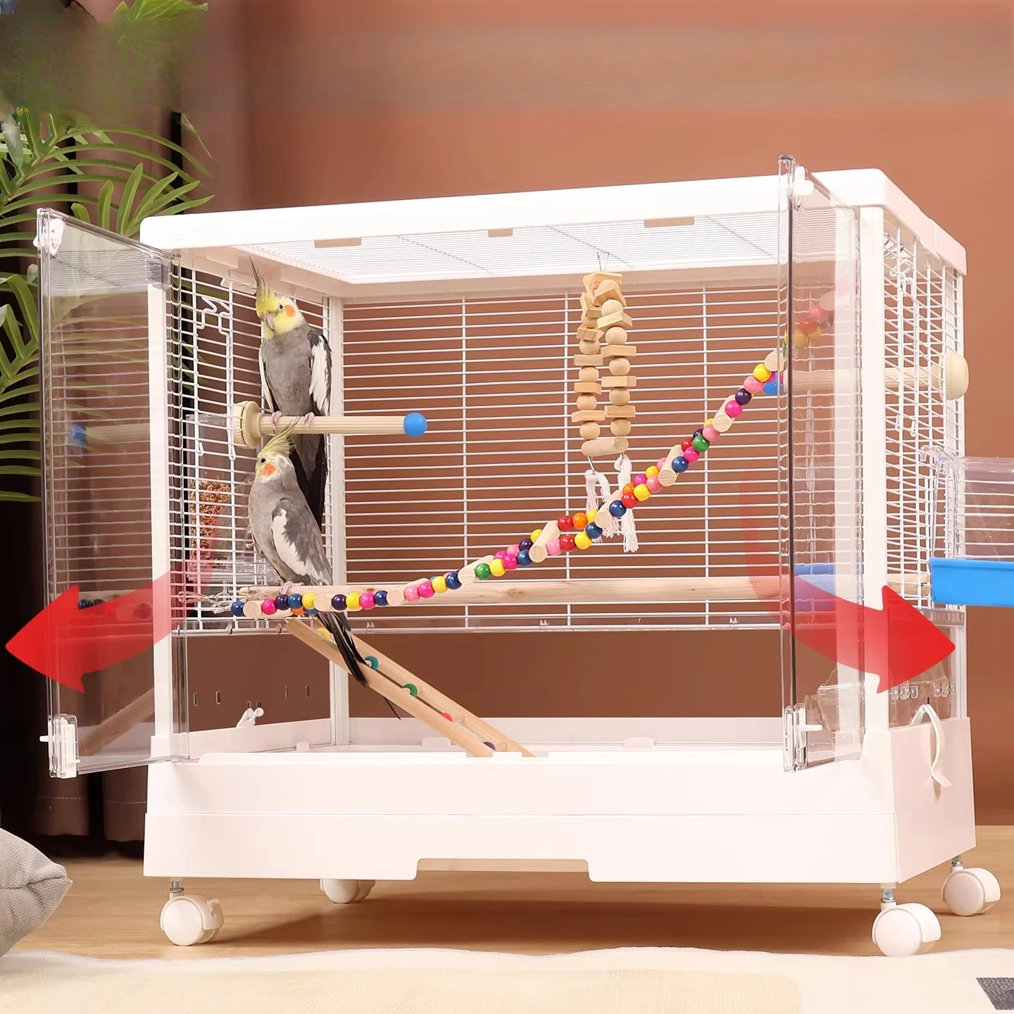 New type bird cage, parrot cage, transparent acrylic splash-proof large luxury villa for home use