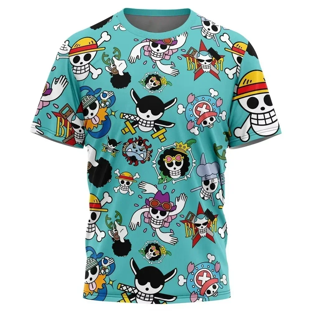 2026 Summer One Piece Luffy Retro Cosplay T-shirt Men's Oversized 3D Printed Short-sleeved Family Unisex Children's Sports Shirt
