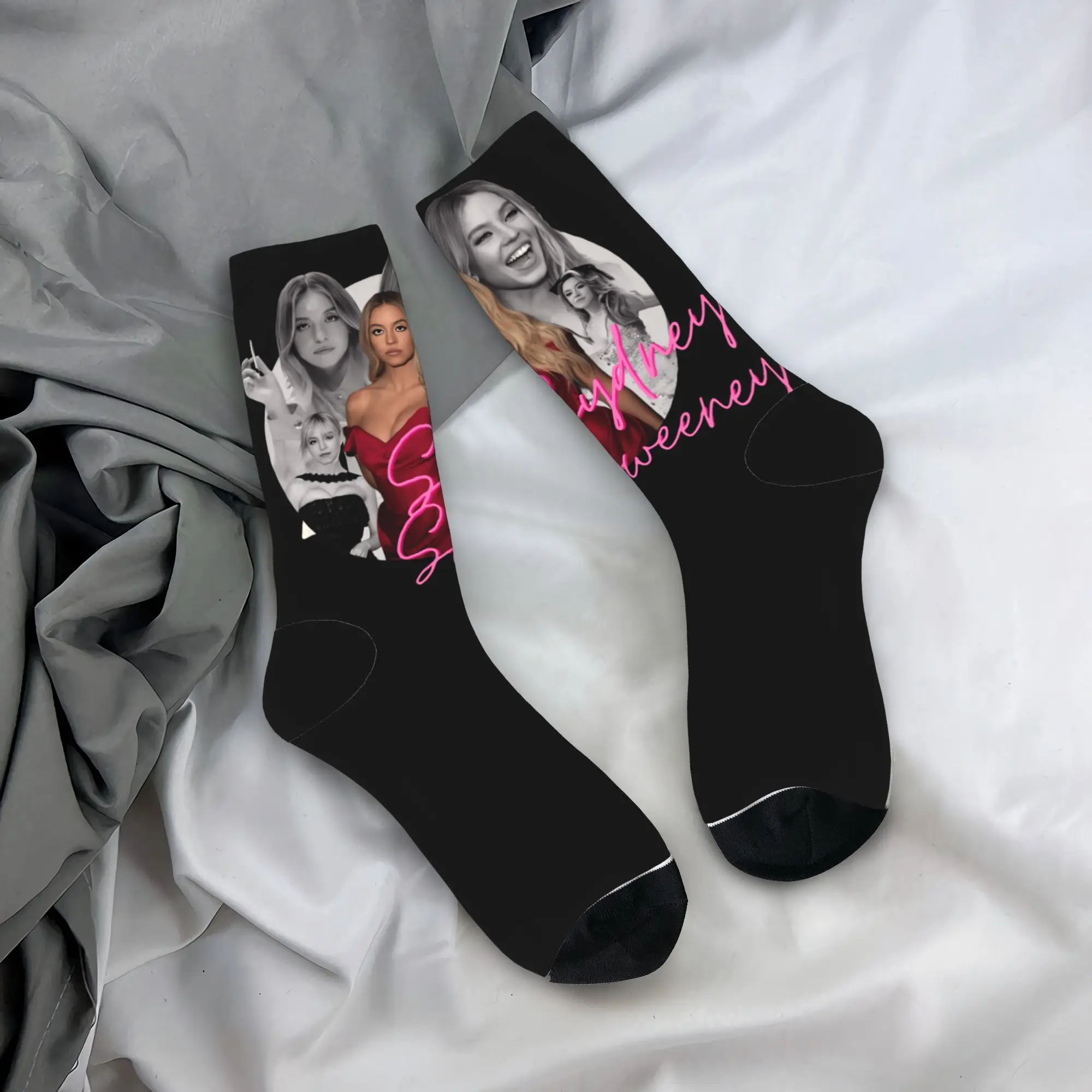 للجنسين الرجال الجوارب سيدني سويني الممثلة الأمريكية جوارب الخريف الحديثة متوسطة جوارب ناعمة مخصص تسلق الجوارب غير زلق #1