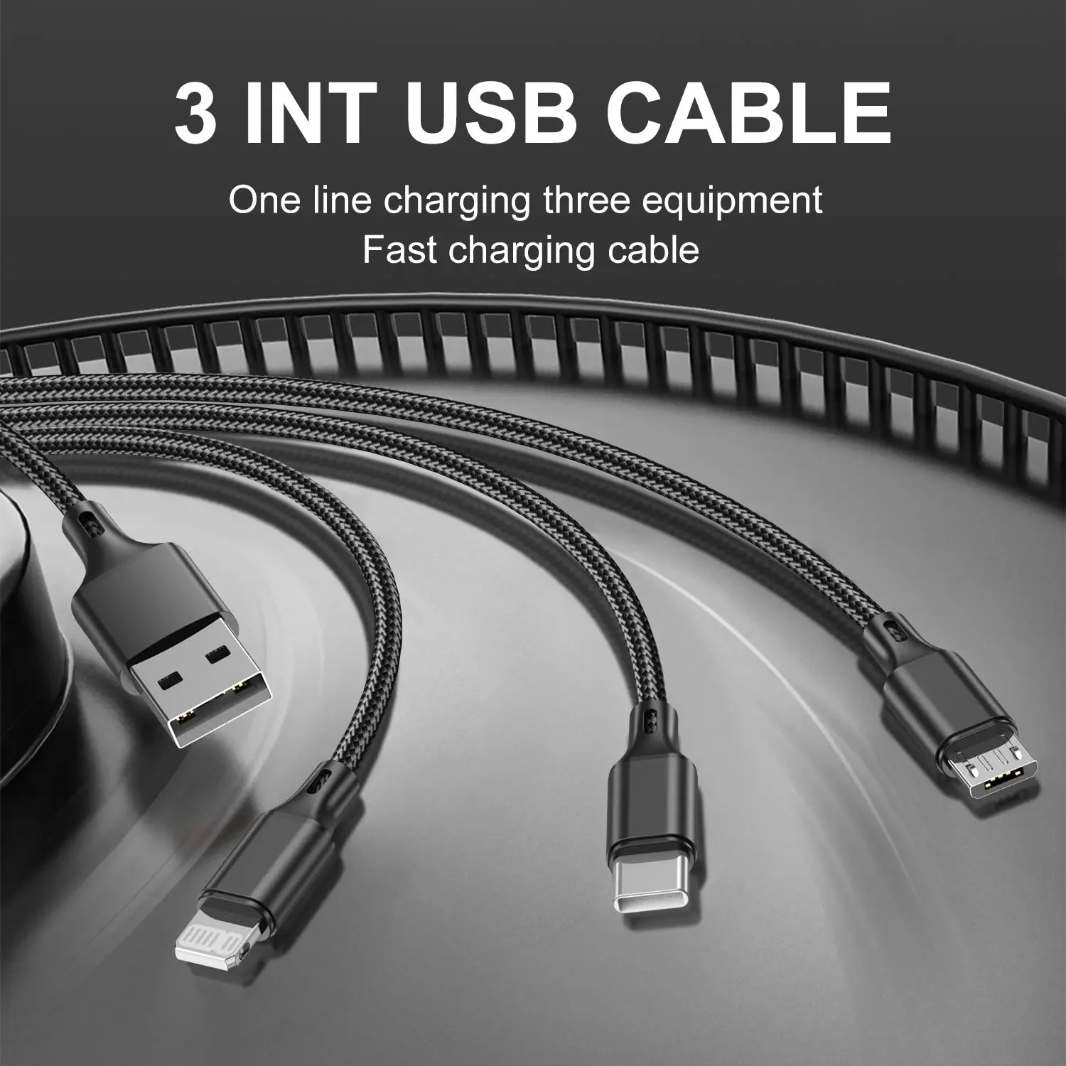 3 In 1 3A USB Cable Type C Micro Mobile Phone Multiple Fast Charging Cord For iPhone 14 13 Pro Max Xiaomi 12 POCO Samsung Realme