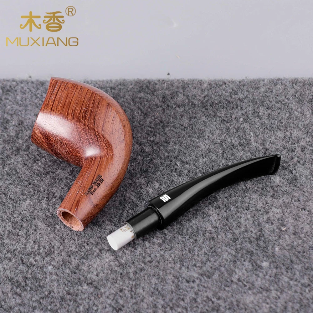 RU Exquisite Handmade Briar / rosewood Wood Tobacco Pipe 3/9mm Metal Filter Acrylic Mouthpiece Pipe +  Free 10 Smoking Tools Kit