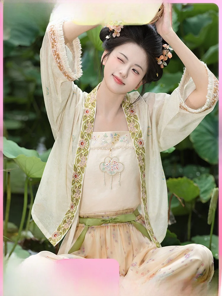 

Улучшенный комплект брюк-фонариков для повседневной носки, женские летние брюки в стиле Ханьфу с высокой талией, длинными штанинами и асимметричным дизайном