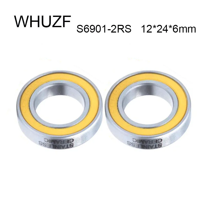 

S6901-2RS Stainless Bearing 12*24*6 mm 2PCS ABEC-3 S6901 RS Bicycle Hub Front Rear Hubs Wheel 12 24 6 Ceramic Balls Bearings