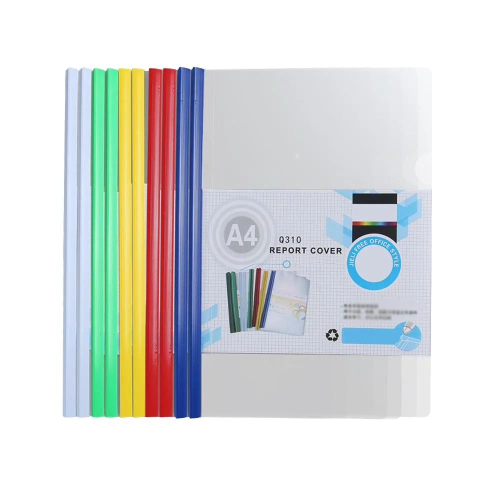 

20pcs Transparent Plastic File Folders A4 Sliding Bar Holder Colored Slide Light Flexible Non-Slip Report Binder Contract