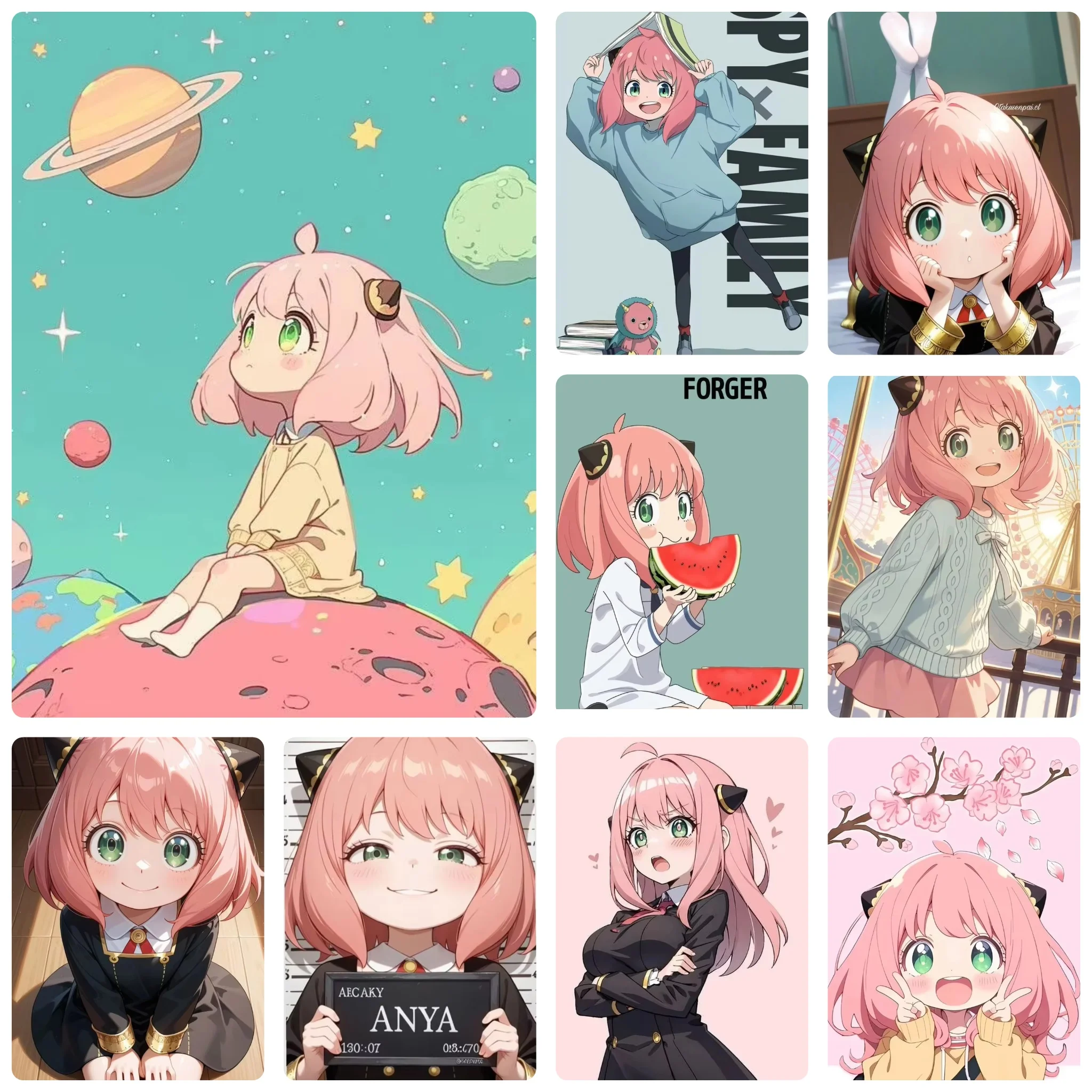 DIY Anya Forger Diamond Painting, Cute Pink‑haired Anime Girl With Lovely Expressive Big Eyes for Living Room Decor & Gift