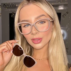 New Metal Frame Reading Glasses for Women Fashion Magnetic Clip Polarized Sunglasses Finished Nearsight Prescription Spectacle