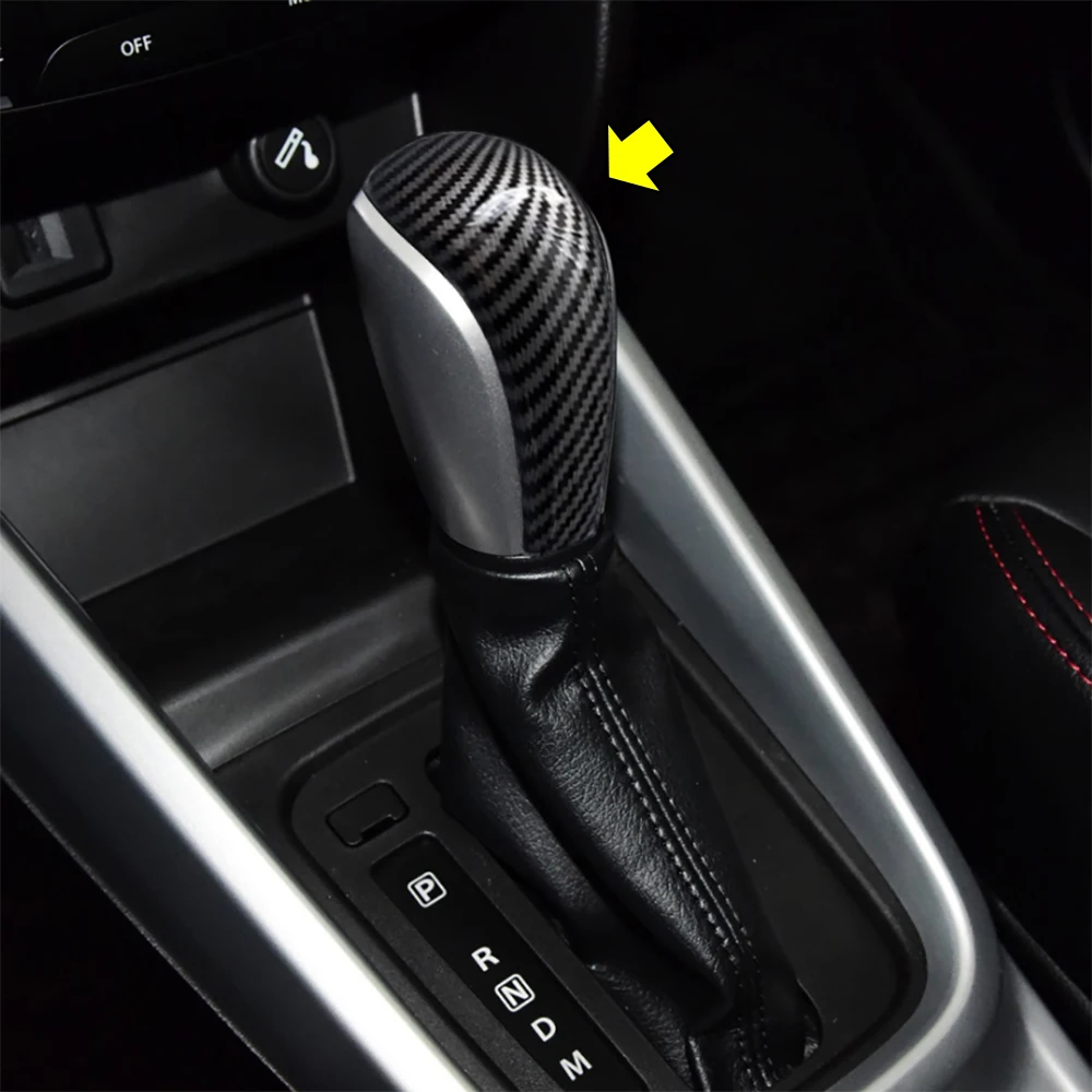 ABS Carbon Fiber Effect Gear Stick Shift Lever Knob Trim Cover For 2015-2020 SUZUKI Vitara SX4 S-cross