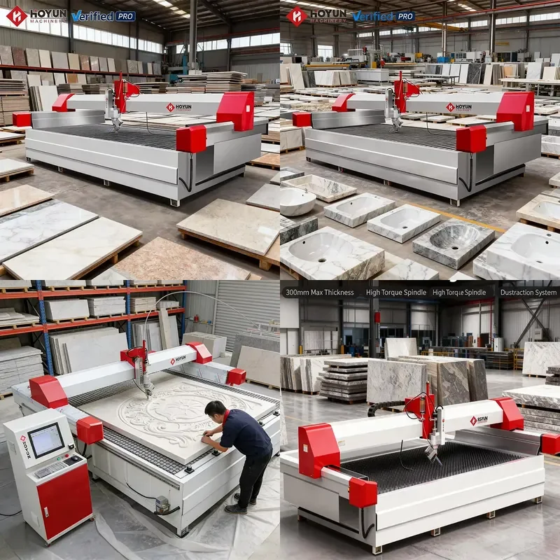 2026 Hongyi Manufacturer CNC Water Jet Waterjet Cutting Machine 5 Axis Stone Cutter for Tile Glass Metal Ceramic Countertop