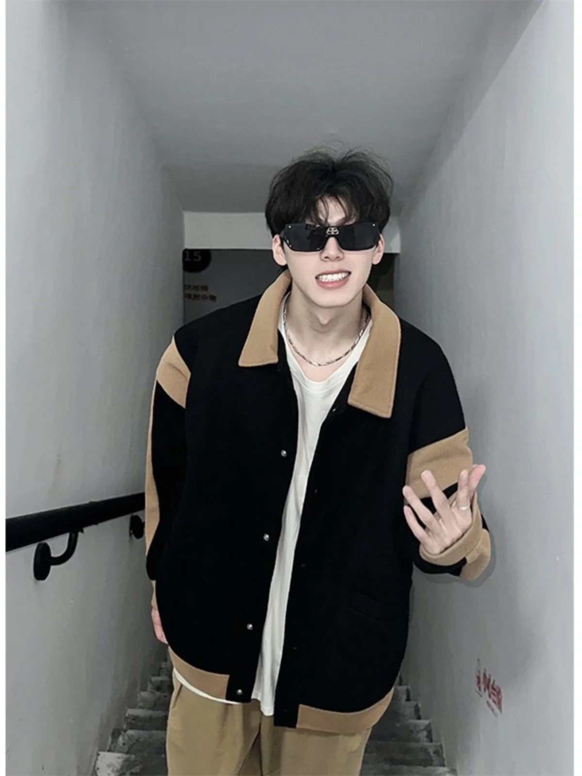 

Cleanfit Color Blo Baseball Jaet Men's Spring Autumn Sle Pilot Jaet Loose Fit Anti-Wrinkle Polyester Youth Faion