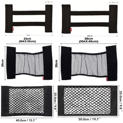 Car Trunk Mesh Back Seat Elastic Cage Auto Seat Back Storage Net Fixed Straps Extinguisher Storage Net Bag Car Trunk Organizer