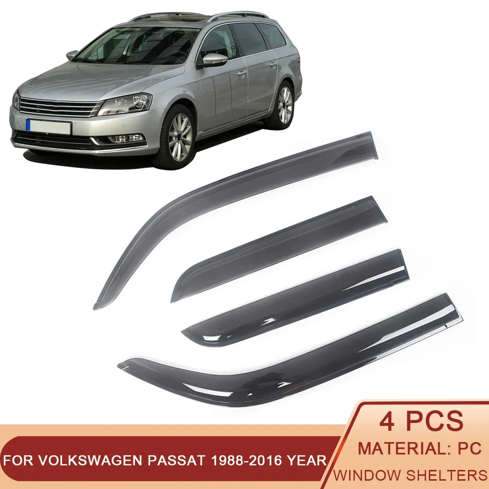 

Window Visors for Volkswagen Passat B5 B6 B7 Side Wind Deflectors Black Rain Guard Door Vent Shades Dark Smoke Ventvisor