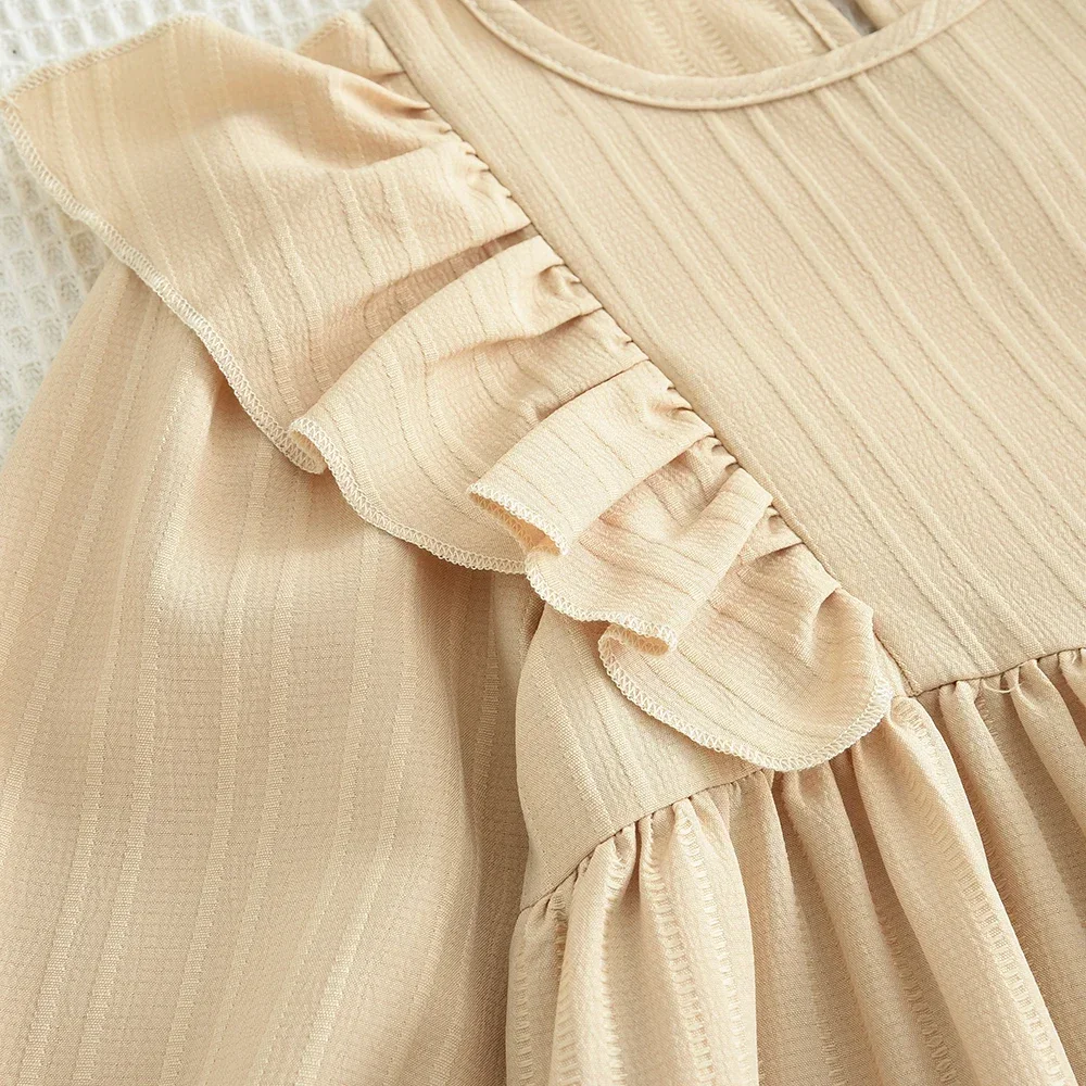 Plain Casual Mädchen Kleid Herbst Lange Ärmeln Plissee Kinder Kleider für Mädchen Rosa Kleidung Modische Neue Kinder Kleidung – Detail 10