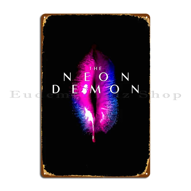 Neon Demon Lips Of Hell Metal Signs Pub Iron Club Pub Mural Tin Sign Poster
