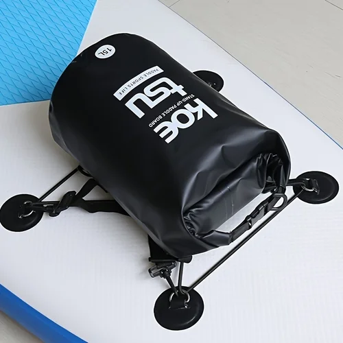 Imagen 1 del producto KOETSU Mochila de viaje de material de PVC negro de 15L, bolsa para tabla de remo de gran capacidad, almacenamiento seguro, estructura vertical, para tablas de surf