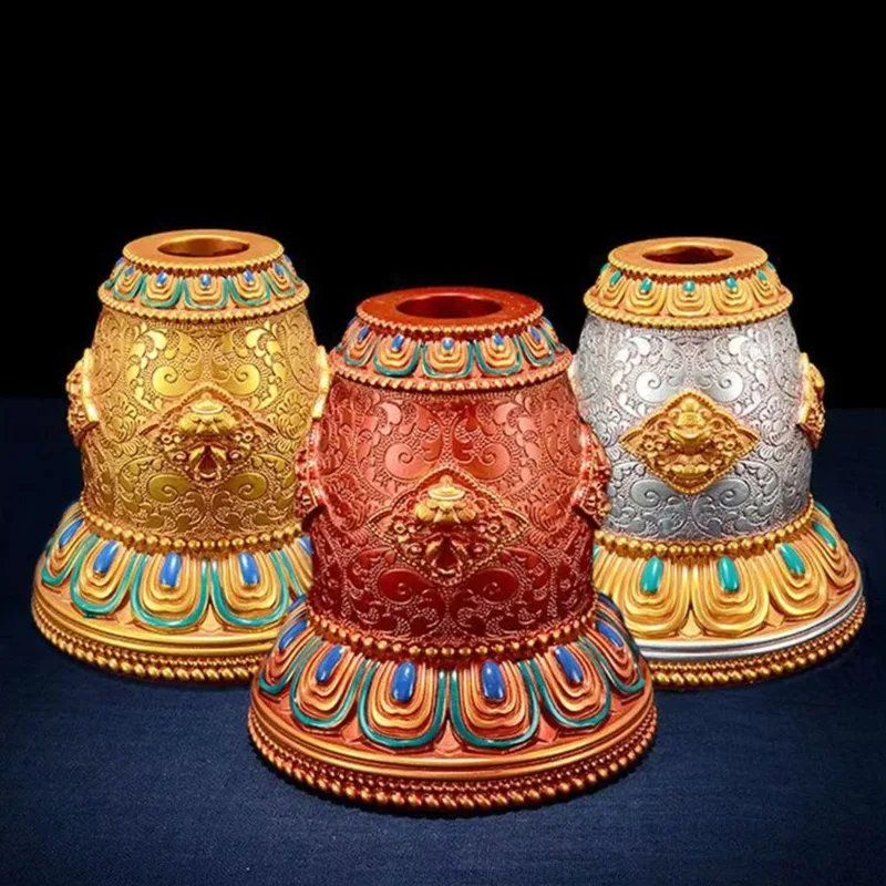 Tibetan Eight Auspicious Revolving Wheel Resin Hand Crank Base Religious Decoration Home Buddhist Hall Rotary Barrel Ornament