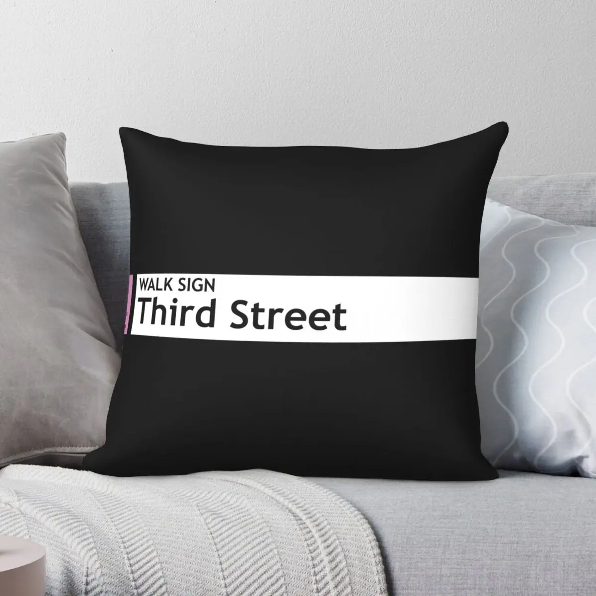 Walk Sign Third Street Square Pillowcase Polyester Linen Velvet Creative Zip Decor Pillow Case Sofa Seater Cushion Cover 18