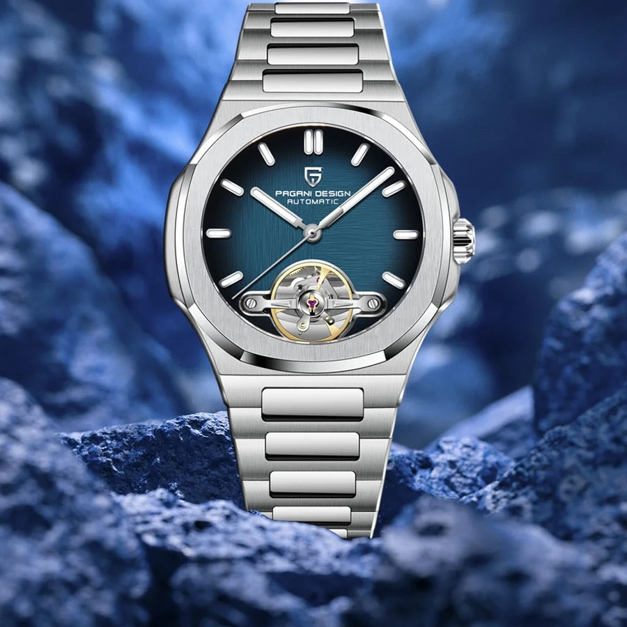 PAGANI DESIGN, nuevo reloj Tourbillon mecánico ahuecado para hombre, reloj deportivo elegante con zafiro resistente al agua, reloj de acero 316L Movt japonés