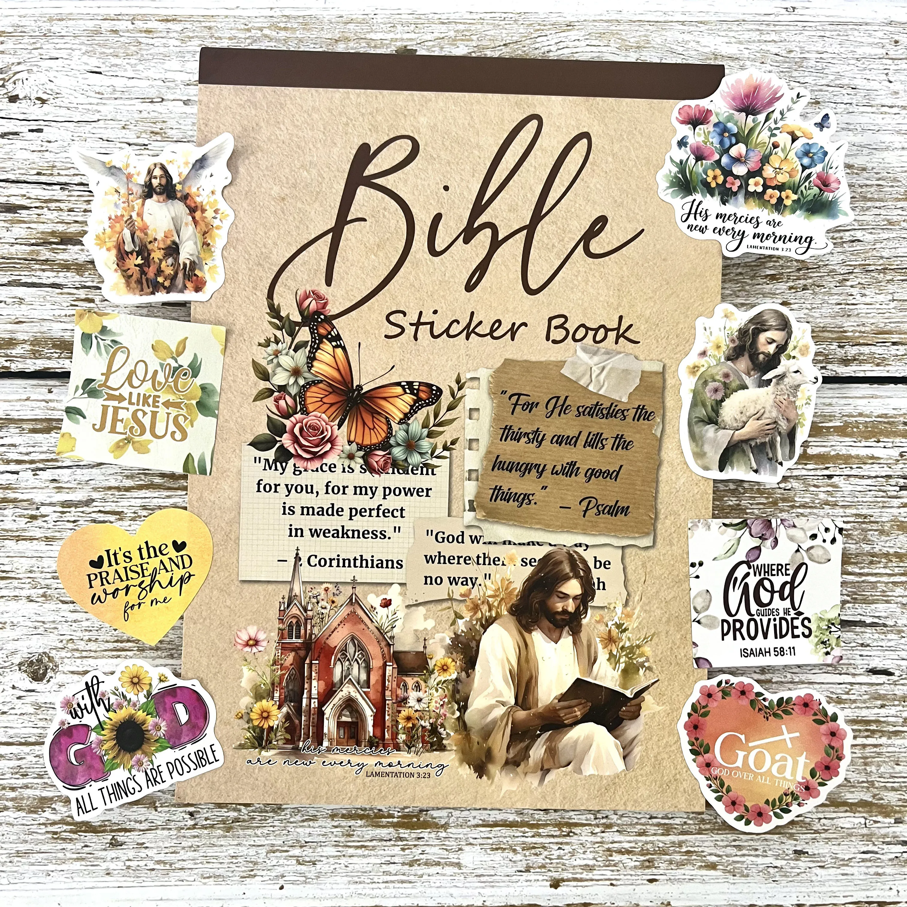 28 Sheets Christian Verse Sticker Book, Stickers Religious Scripture Journaling For Water Bottles Laptop Scrapbook Plannner
