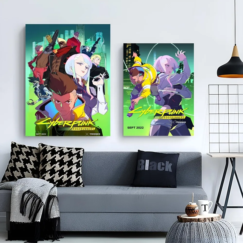 1pc Cyberpunk Edgerunners Anime Poster Paper Print Home Bedroom Entrance Bar Cafe Art Painting Decoration