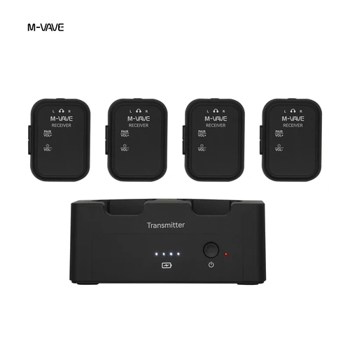 Imagen 1 del producto M-VAVE WP-12 2,4G sistema de Monitor de auriculares inalámbricos transmisor recargable 4 receptores con botón de volumen compatible con función de silencio