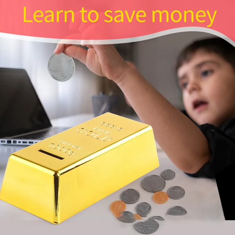 Hot-Simulated Gold Bricks, Children's Piggy Bank, Piggy Bank, Plastic Decorative Ornaments, House Games