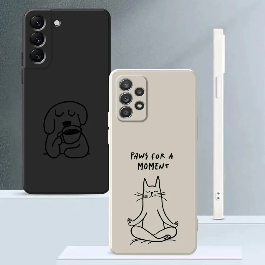 Cartoon Cat Dog Phone Case for Samsung Galaxy A34 A11 A12 A36 A26 A35 A15 A13 A14 A16 A24 A51 A22 A52 Soft Cover 