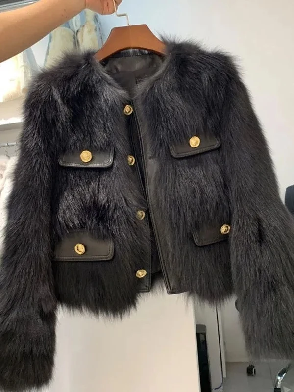 Thickened  Fur Jacket Women's Spring Autumn Winter Short Cotton Interlined Small Fragrance Style Outerwear Warmth Guaranteed