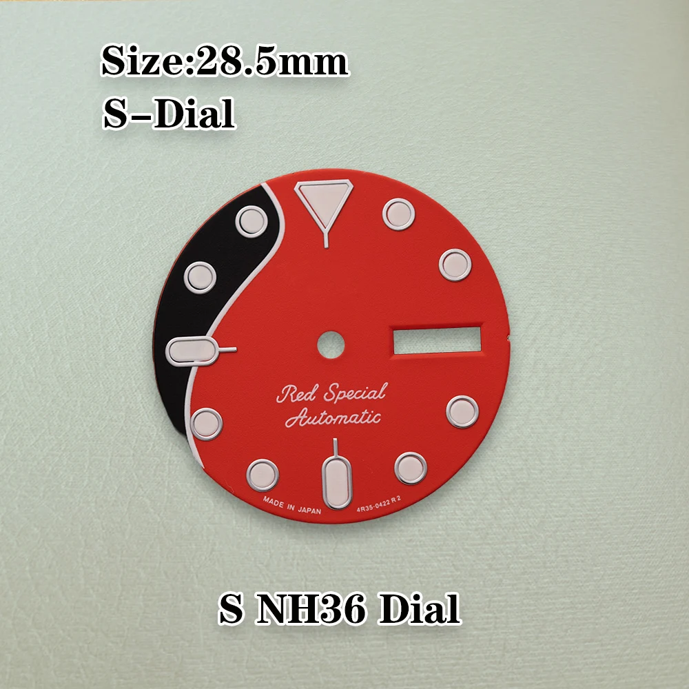 S Dial 28.5mm SK007 Logo Dial Diver's NH34 gmt No Hands Fit NH36 NH35 Movement Green Luminous Watch Modification Accessories view 6