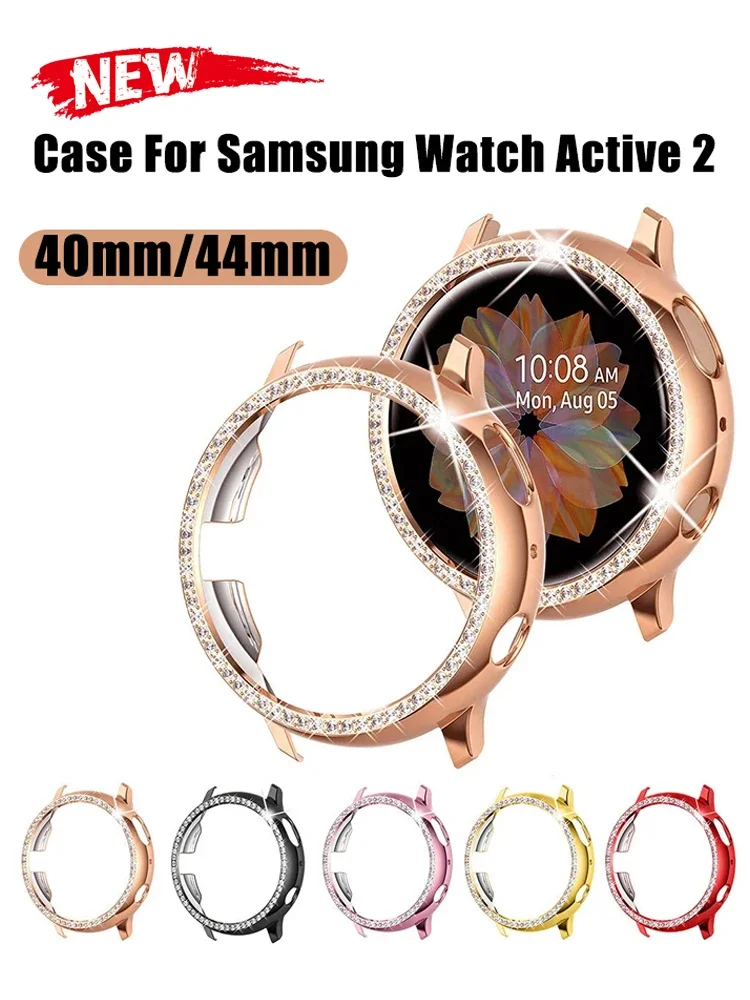 Diamonds Watch Case for Samsung Galaxy Active 2 40mm 44mm Bumper Anti-scratch Protector HD Full Coverage Screen Protection Case