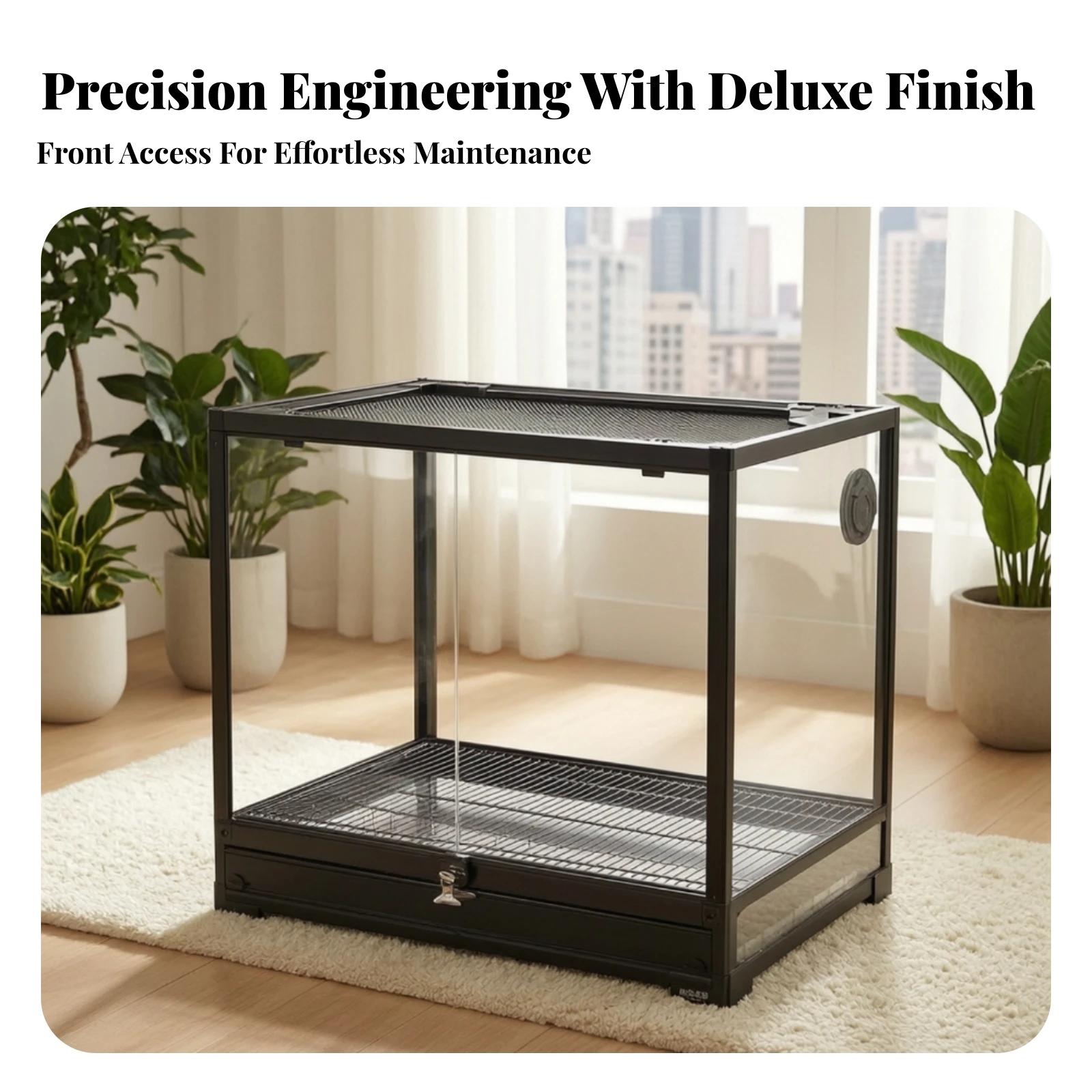 Glass Bird Cage Modern Rectangular Bird Cage Birdcage Easy-toPetClean Enclosure Spacious for Living Room, Home