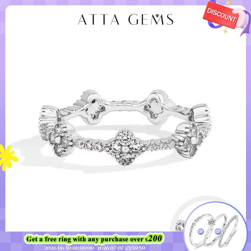 Anillo de moissanita ATTAGEMS Eternity DVVS1 para mujer, Plata de Ley 925 100% auténtica chapada en oro, abalorio para fiesta de boda, joyería fina nueva